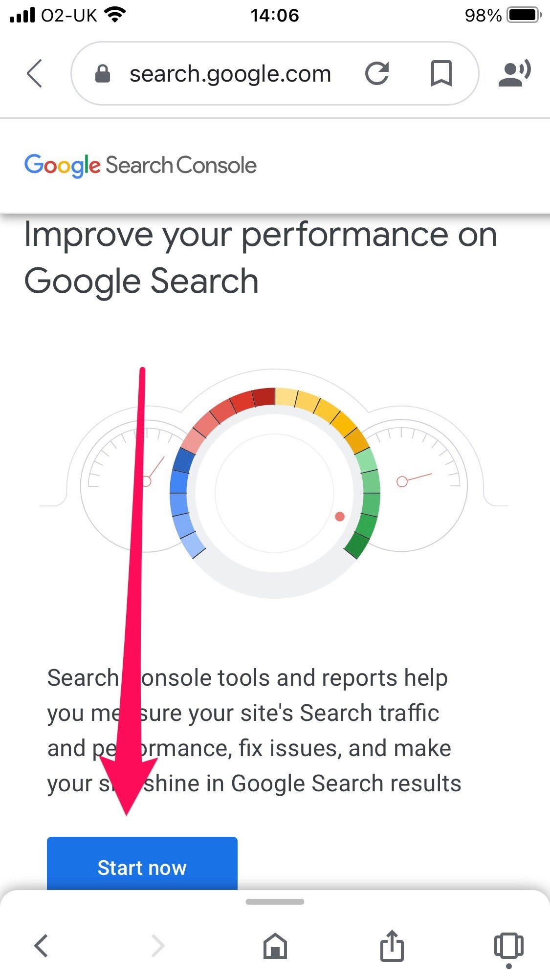 photo shows a screenshot of Google Search Console home page